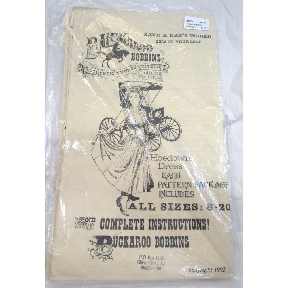 Buckaroo Bobbins Authentic Vintage Western Clothing Pattern Hoedown Dress 8-20